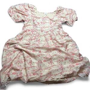 Bohme Floral Smocked Puff Sleeve Midi Dress NWT